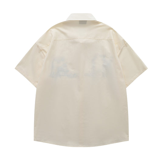 𝔼mbro 𝕊hirt𒉽美式復古花卉刺繡休閒寬鬆襯衫YD-2