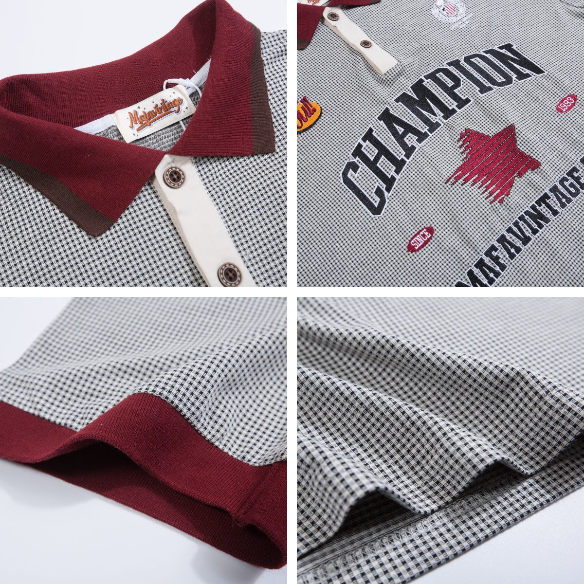 Polo Shirt𒉽美式復古刺繡字母翻領POLO衫IN-31