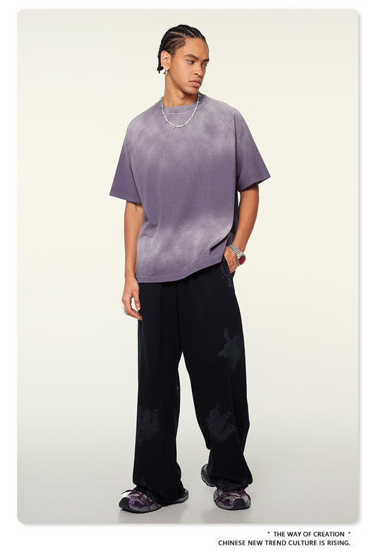 ▶𝔽𝕦𝕤𝕚𝕠𝕟 𝔽𝕠𝕔𝕦𝕤 ⌘𝓦𝓪𝓼𝓱𝓮𝓭 𝔀𝓲𝓷𝓭 ◀ 2025春夏美式潮牌做舊短袖水洗漸變純棉T-short TZ-01