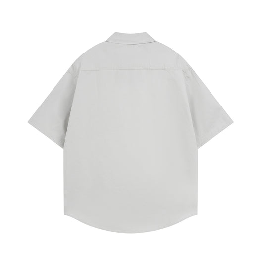 𝕃oose 𝔽it ☞𝟤𝟢𝟤𝟧 ☜美式復古可愛小狗圖案印花百搭休閒寬鬆襯衫 ɴᴛ𝟣𝟩 (灰色)