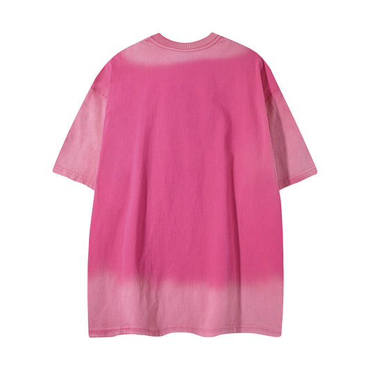 𝕃oose 𝔽it ☞𝟤𝟢𝟤𝟧 ☜美式復古渲染系列噴繪印花男女中性 T-Shirt寬版上衣R-6