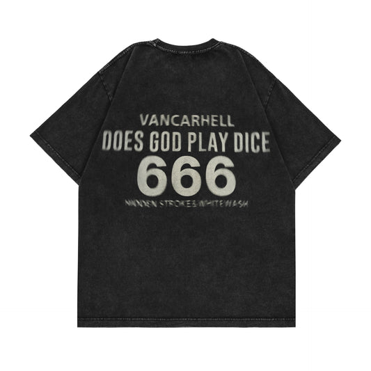 𝕃oose 𝔽it ☞𝟤𝟢𝟤𝟧 ☜美式復古骰子圖案圓領男女中性 T-Shirt寬版上衣 VA-01