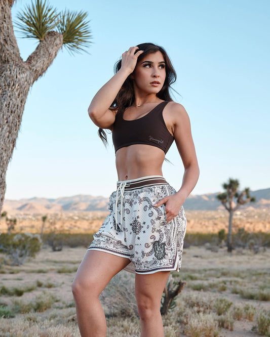 🔆𝔽𝕦𝕤𝕚𝕠𝕟 ☀ 𝔽𝕠𝕔𝕦𝕤 🔆 美式YOUNG 腰果花短褲夏季網眼透氣速乾運動休閒籃球不過膝夏季四分短褲(8色)