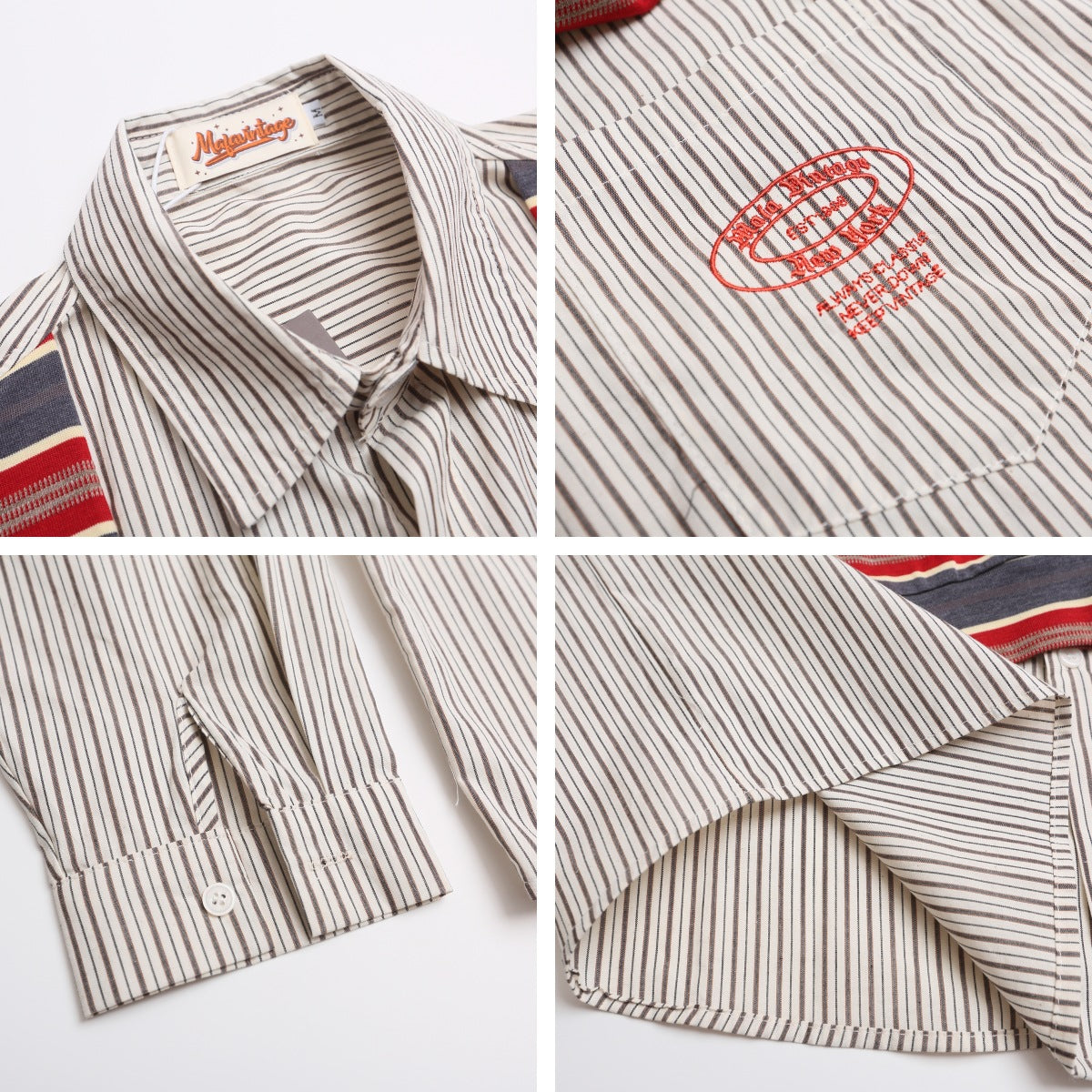 𝔼mbro 𝕊hirt𒉽2025秋冬復古假兩件披肩襯衫外套IN-18