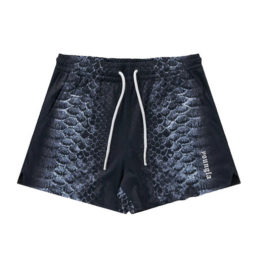 🔆𝔽𝕦𝕤𝕚𝕠𝕟 ☀ 𝔽𝕠𝕔𝕦𝕤 🔆 美式YOUNG蟒纹健身短褲男款夏季網眼速乾户外運動跑步訓練沙灘短褲