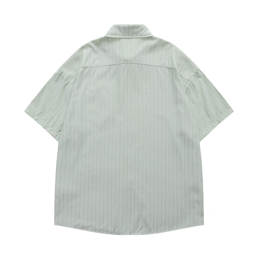 𝔼mbro 𝕊hirt𒉽美式復古玉米刺繡短袖寬鬆襯衫Y00