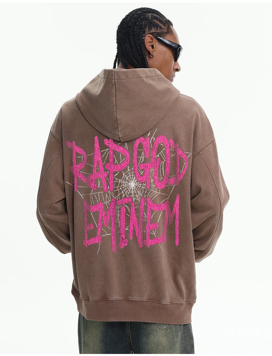 ♛𝔽𝕦𝕤𝕚𝕠𝕟 𝔽𝕠𝕔𝕦𝕤 ♛410G重磅水洗Eminem美式復古連帽大學T FZ-71