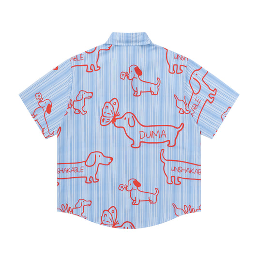 𝕃oose 𝔽it ☞𝟤𝟢𝟤𝟧 ☜日式復古臘腸狗印花休閒寬鬆襯衫 DU-A101