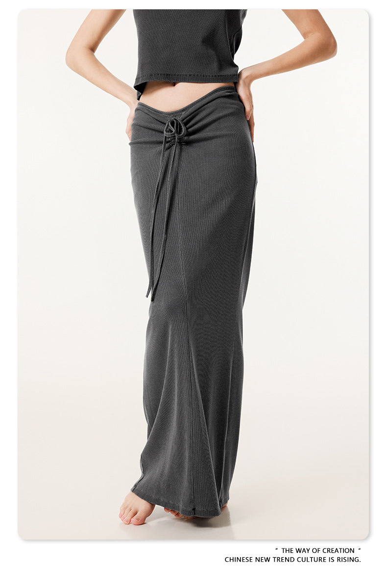 Fierce & Fitted 夏季辣妹必備V領顯瘦短T長裙套裝 深灰色