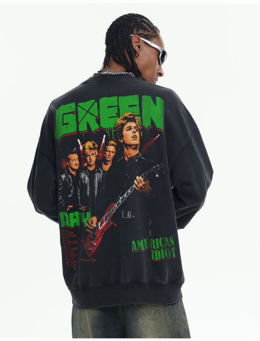 ♛𝔽𝕦𝕤𝕚𝕠𝕟 𝔽𝕠𝕔𝕦𝕤 ♛410G重磅水洗美式復古樂隊圓領厚T GH-31