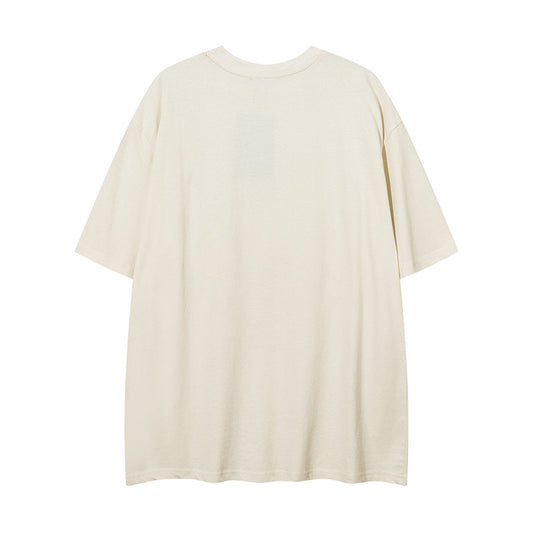 𝕃oose 𝔽it ☞𝟤𝟢𝟤𝟧 ☜美式復古荊棘星星牛仔貼布圓領男女中性 T-Shirt寬版上衣 D-X211