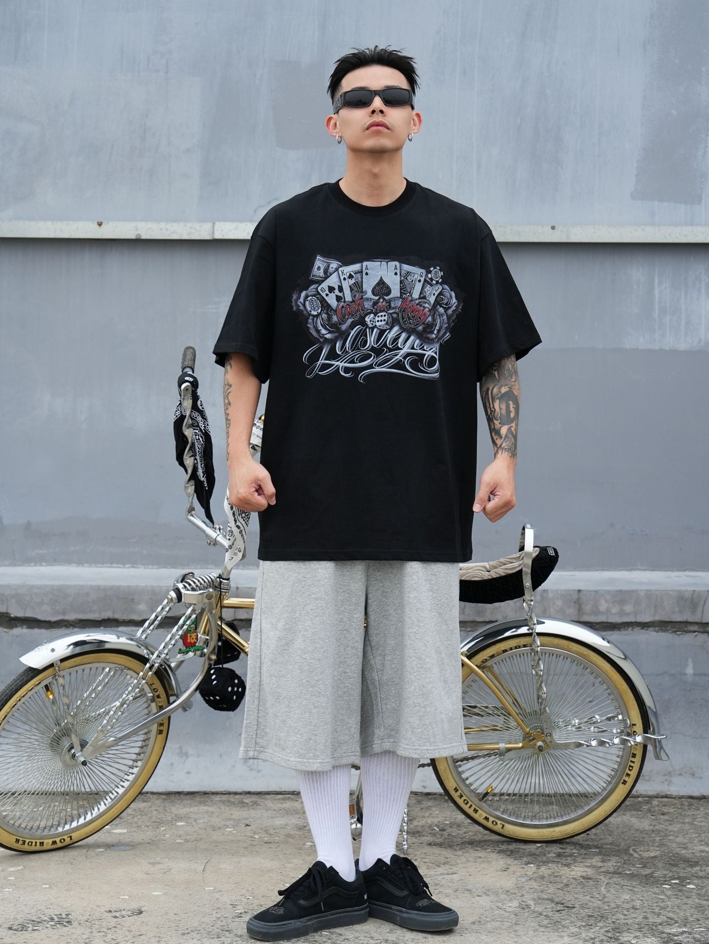 𝔽𝕦𝕤𝕚𝕠𝕟 𝔽𝕠𝕔𝕦𝕤 -ᴄʜɪᴄᴀɴᴏ♠︎悍匪♠︎ 美式寬鬆上衣casino圖案嘻哈短袖