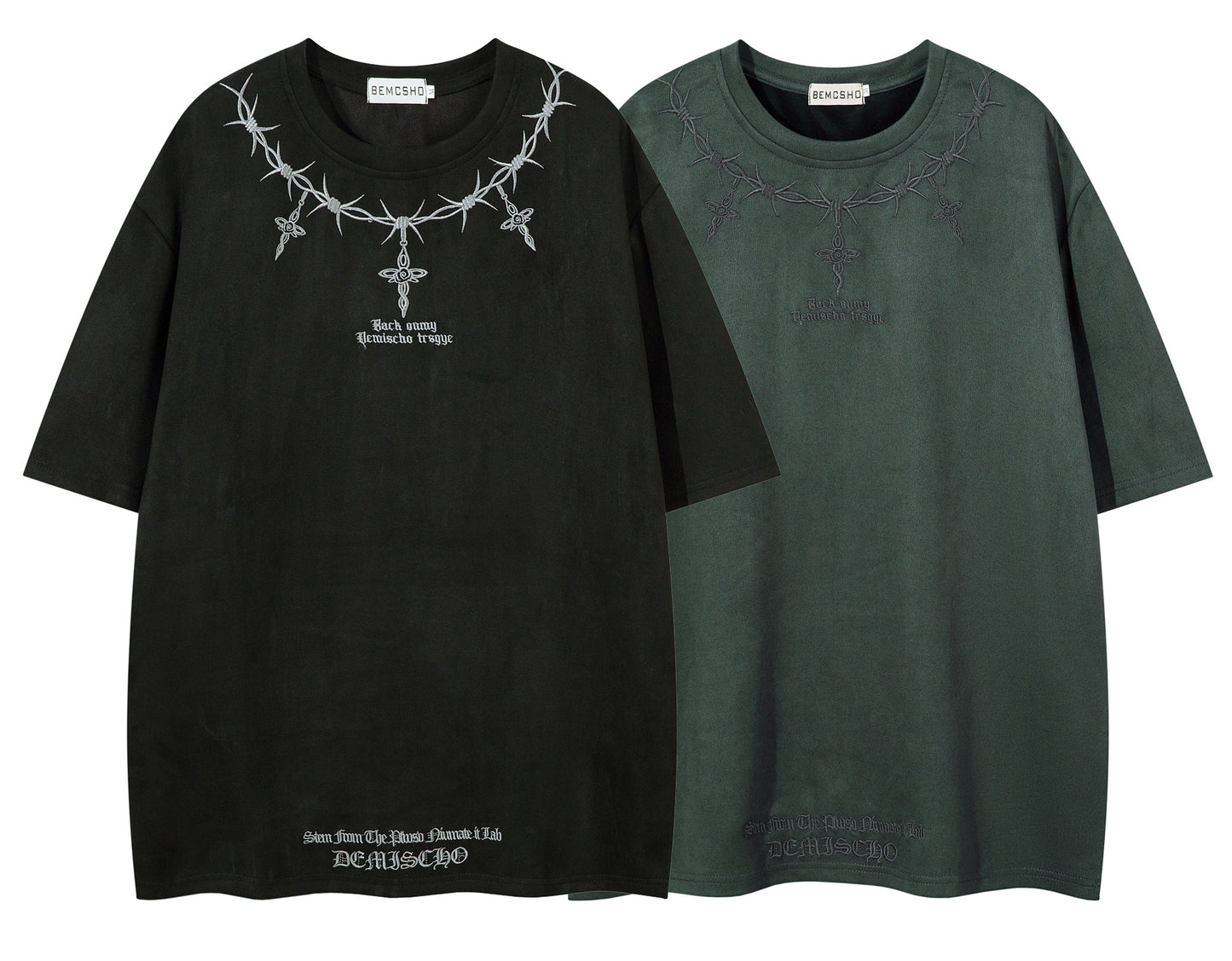 𝕃oose 𝔽it ☞𝟤𝟢𝟤𝟧 ☜美式復古領口荊棘繡花風格男女中性 T-Shirt寬版上衣 JK71