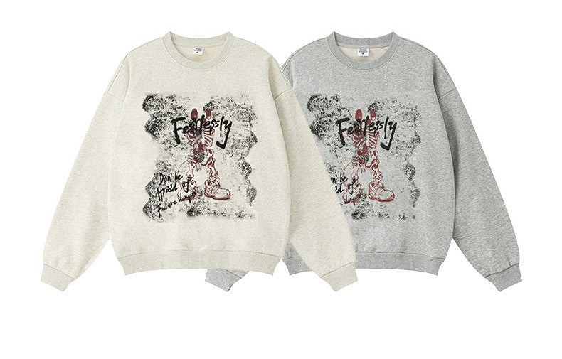 ♛𝔽𝕦𝕤𝕚𝕠𝕟 𝔽𝕠𝕔𝕦𝕤 ♛2025秋冬高磅水洗印花寬鬆落肩厚T 916