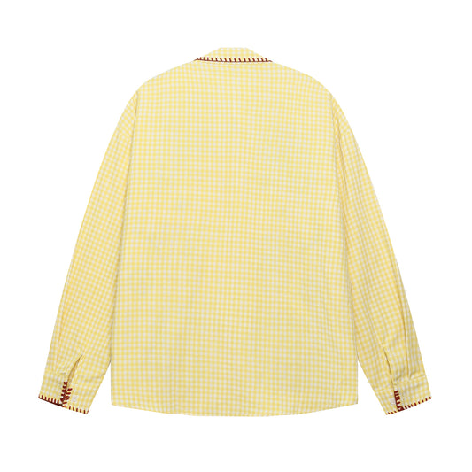 𝔼mbro 𝕊hirt𒉽2025秋冬趣味圖案刺繡寬鬆襯衫C-89