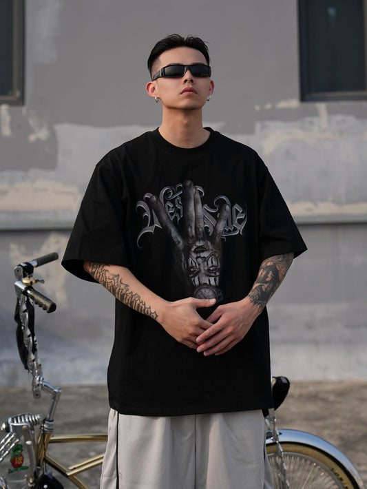 𝔽𝕦𝕤𝕚𝕠𝕟 𝔽𝕠𝕔𝕦𝕤 -ᴄʜɪᴄᴀɴᴏ♠︎悍匪♠︎ 奇卡諾Chicano悍匪風格west side西海岸手勢短袖