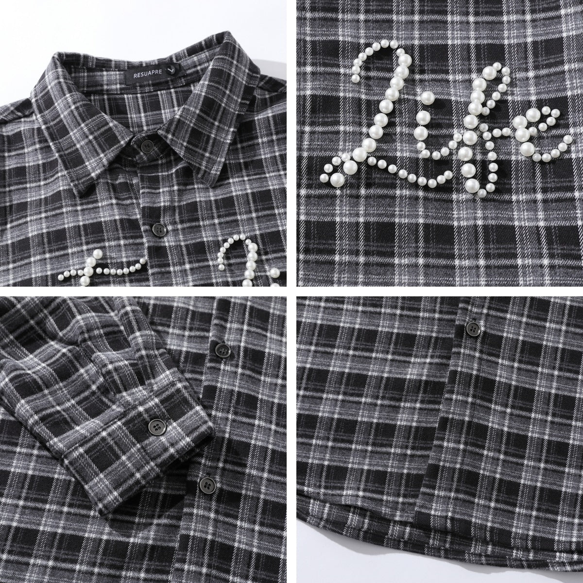 𝔼mbro 𝕊hirt𒉽2025秋冬復古格子寬鬆襯衫外套JD-2