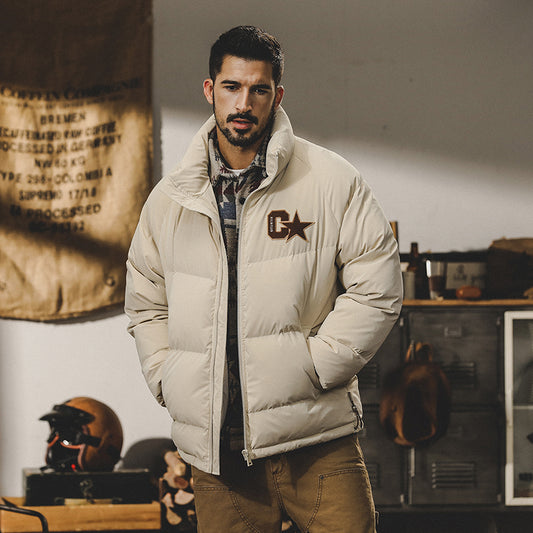 snɔoɟ uoı̣snɟ - 鴨绒羽绒服冬季新款潮牌寬鬆保暖加厚立領麵包外套 FG-347