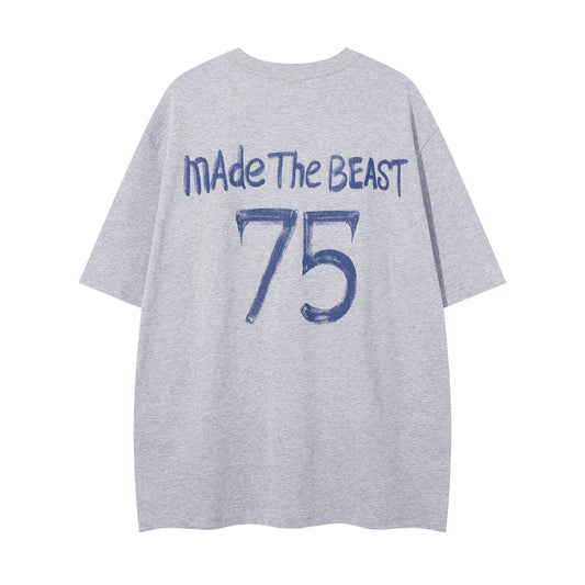 𝕃oose 𝔽it ☞𝟤𝟢𝟤𝟧 ☜美式復古字母MADEl 印花圓領男女中性 T-Shirt寬版上衣 A-815