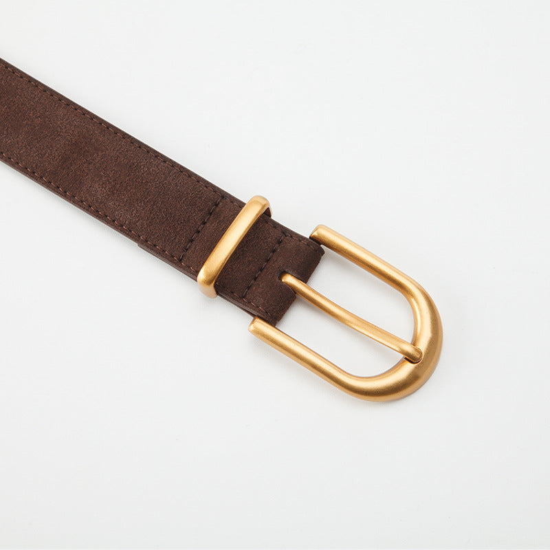 𝗕𝗘𝗟𝗧女款磨砂反絨合金扣牛皮簡約腰帶款 03