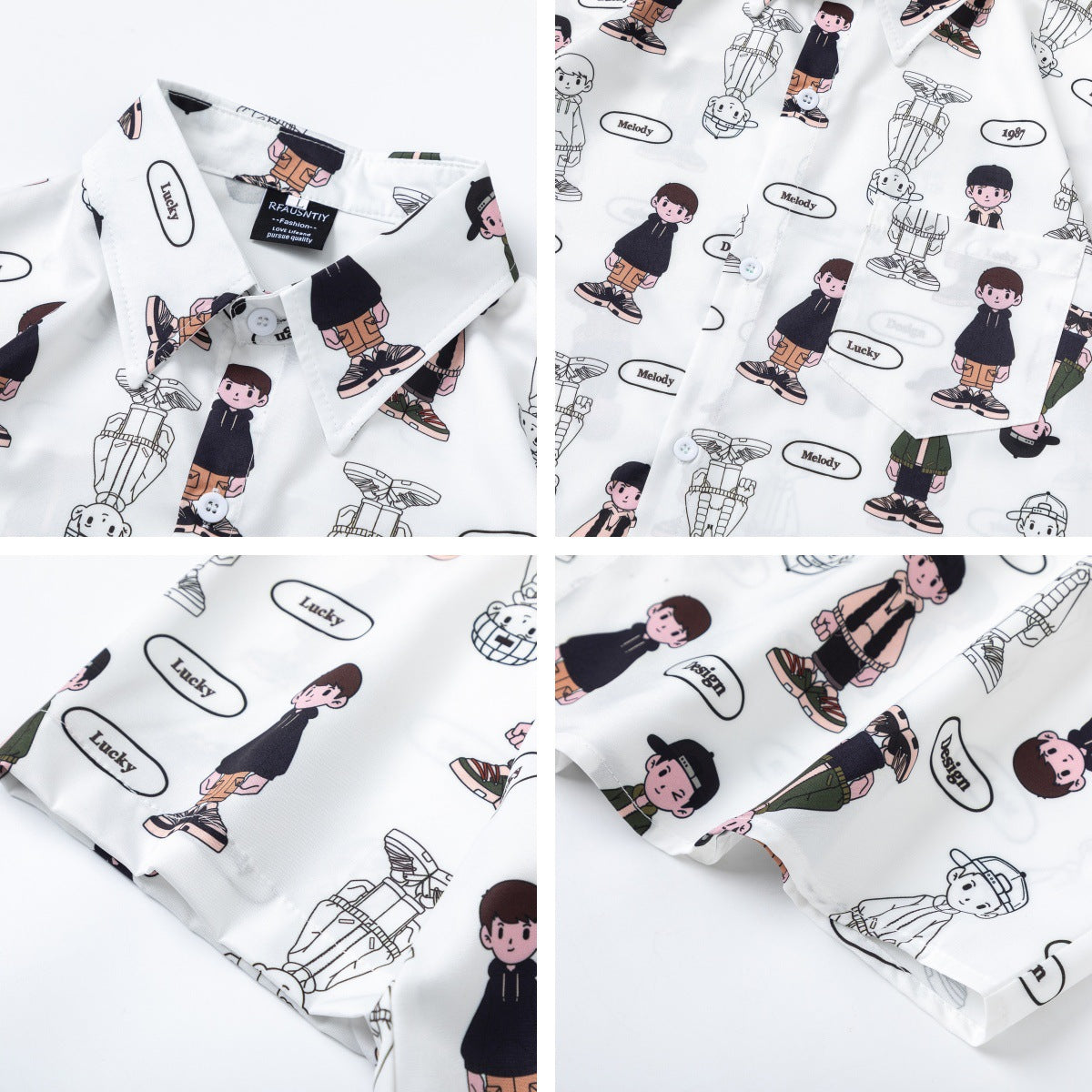 𝕃oose 𝔽it ☞𝟤𝟢𝟤𝟧 ☜日式復古卡通男孩滿印百搭休閒寬鬆襯衫 RF-185