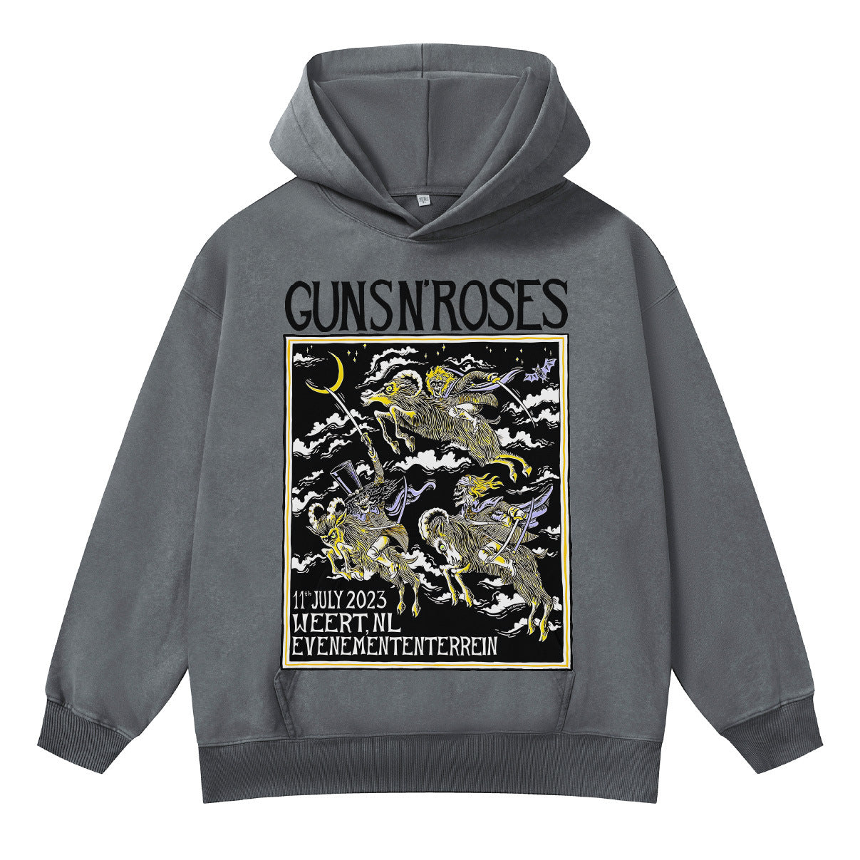 ♛𝔽𝕦𝕤𝕚𝕠𝕟 𝔽𝕠𝕔𝕦𝕤 ♛410G重磅水洗GunsnRoses連帽大學T FZ-03
