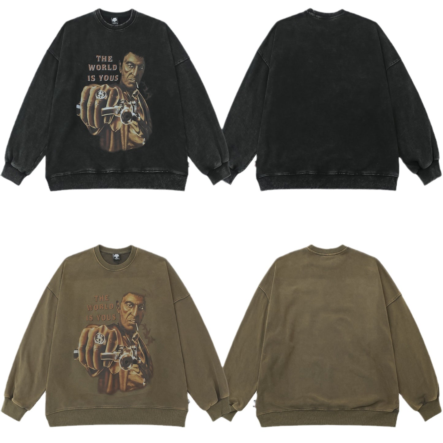 𝔽𝕦𝕤𝕚𝕠𝕟 𝔽𝕠𝕔𝕦𝕤 -ᴄʜɪᴄᴀɴᴏ♠︎悍匪♠︎ 重磅洗水做舊圓領西海岸奇卡諾Chicano悍匪風格疤臉煞星