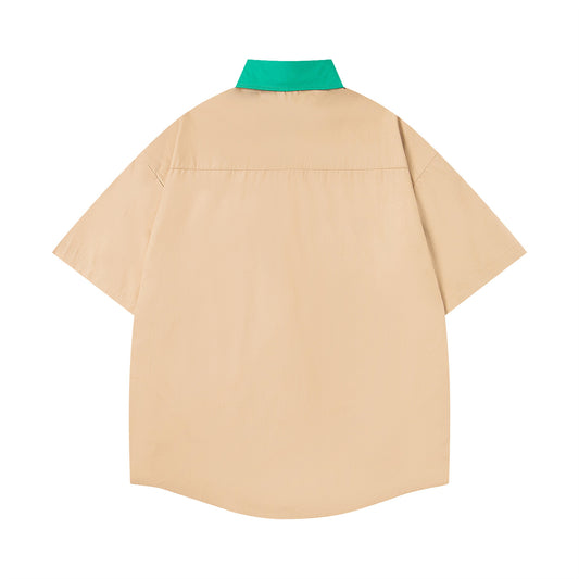 𝕃oose 𝔽it ☞𝟤𝟢𝟤𝟧 ☜美式復古撞色動物塗鴉印花休閒百搭短袖襯衫 MO-380