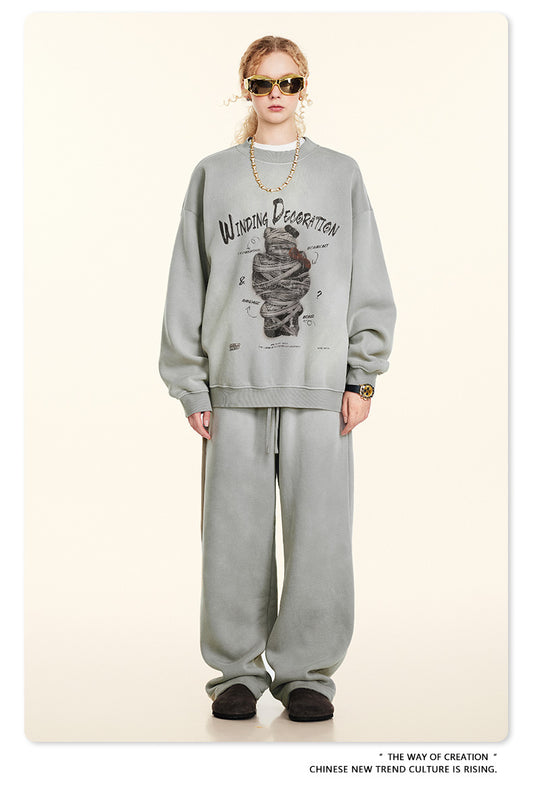 ♛𝔽𝕦𝕤𝕚𝕠𝕟 𝔽𝕠𝕔𝕦𝕤 ♛2025秋冬高磅復古水洗印花大學T B-67