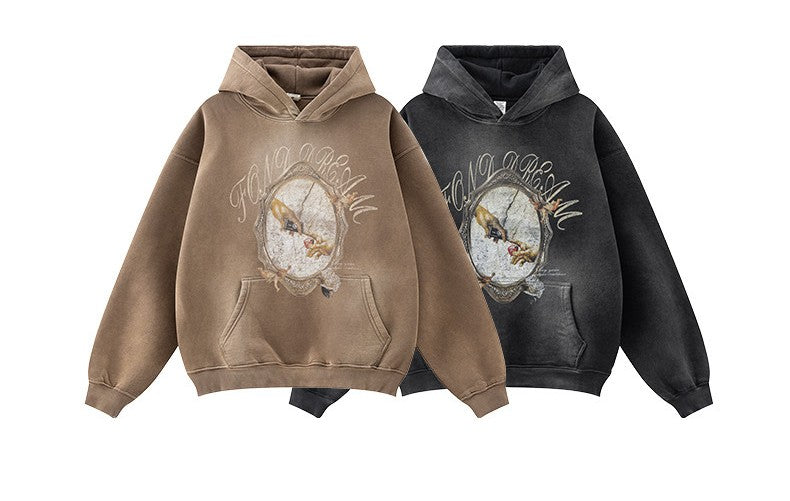 ♛𝔽𝕦𝕤𝕚𝕠𝕟 𝔽𝕠𝕔𝕦𝕤 ♛2025秋冬高磅復古水洗印花帽T B-85