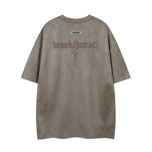 𝕃oose 𝔽it ☞𝟤𝟢𝟤𝟧 ☜美式復古字母刺繡圓領男女中性 T-Shirt寬版上衣J-9