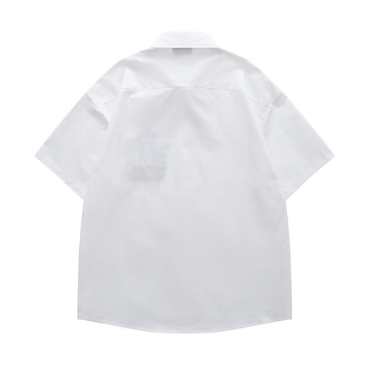 𝔼mbro 𝕊hirt𒉽美式復古可愛風稻草人刺繡百搭寬鬆襯衫 Y88