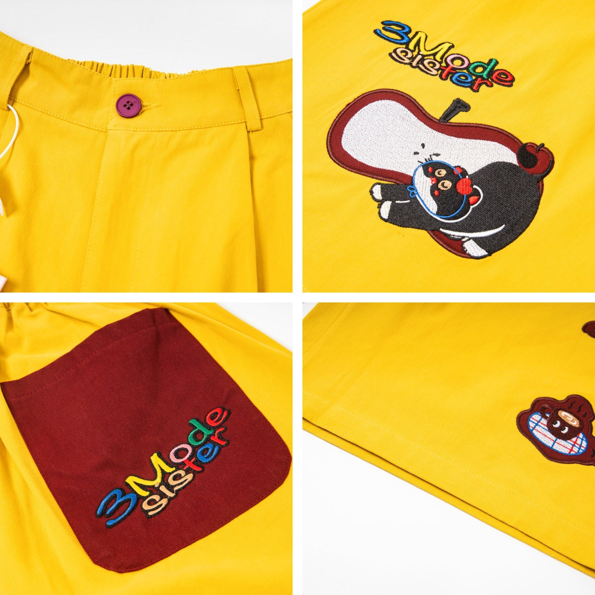 𖥟𝕽𝖊𝖑𝖆𝖝𝖊𝖉 𝖋𝖎𝖙 ☞美式復古卡通刺繡七分褲M-21