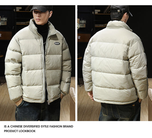 snɔoɟ uoı̣snɟ - 美式復古立領羽絨服2025冬季新款90白鴨絨加厚保暖外套男款 FG-115