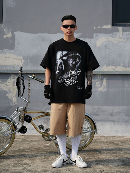 𝔽𝕦𝕤𝕚𝕠𝕟 𝔽𝕠𝕔𝕦𝕤-ᴄʜɪᴄᴀɴᴏ♠︎悍匪♠︎西海岸奇卡诺Chicano嘻哈Tupac&Biggie美版短袖