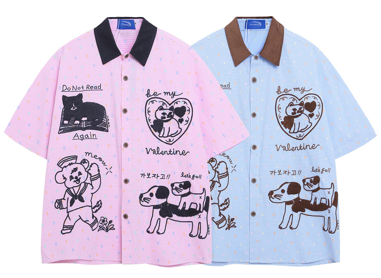 𝕃oose 𝔽it ☞𝟤𝟢𝟤𝟧 ☜美式復古可愛動物圖短袖寬鬆襯衫 IN-652