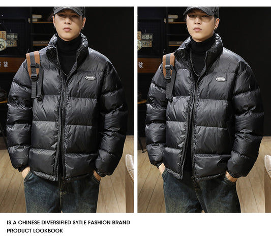 snɔoɟ uoı̣snɟ - 美式復古立領羽絨服2025冬季新款90白鴨絨加厚保暖外套男款 FG-115