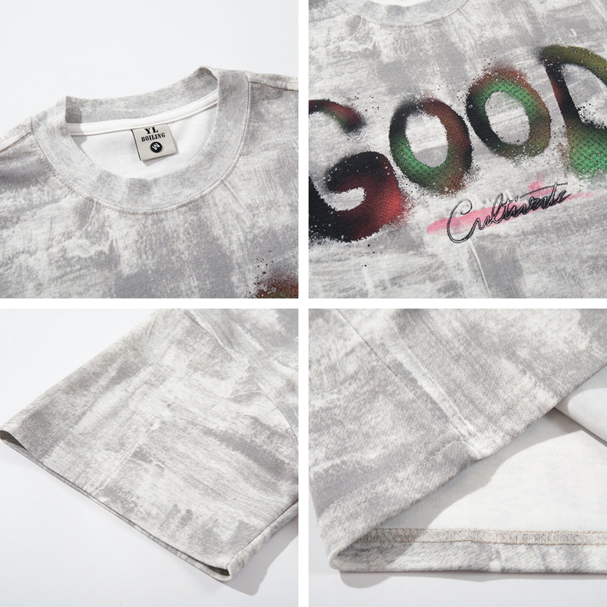 𝕃oose 𝔽it ☞𝟤𝟢𝟤𝟧 ☜美式復古設計感GOOD字母 男女中性 T-Shirt寬版上衣 LY66