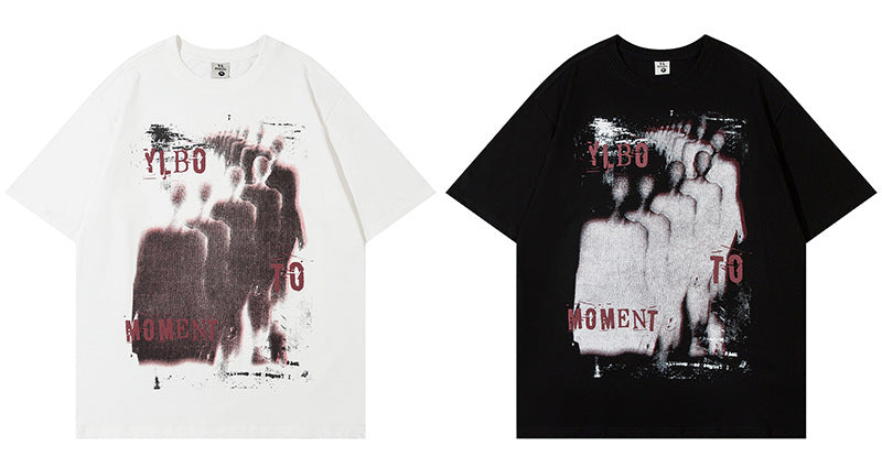 𝕃oose 𝔽it ☞𝟤𝟢𝟤𝟧 ☜美式復古設計感人像印花圖案男女中性 T-Shirt寬版上衣 LY56