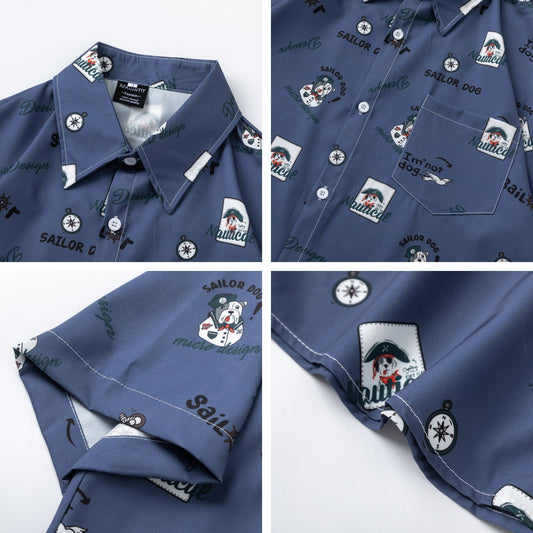 𝕃oose 𝔽it ☞𝟤𝟢𝟤𝟧 ☜日式復古可愛小狗滿版印花百搭休閒寬鬆襯衫 RF180