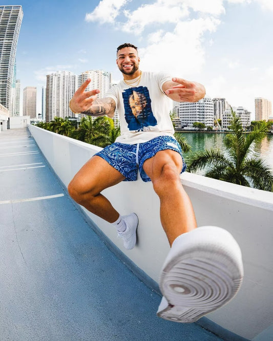 🔆𝔽𝕦𝕤𝕚𝕠𝕟 ☀ 𝔽𝕠𝕔𝕦𝕤 🔆塗鴉復古美式短褲