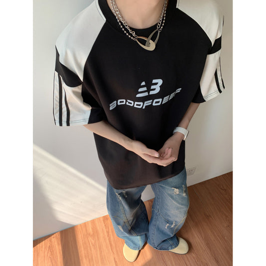 𝔽𝕦𝕤𝕚𝕠𝕟 𝔽𝕠𝕔𝕦𝕤 ✘ 高克重硬挺拼接t恤潮牌痞帥炸街男款夏季白色短袖正肩小領口半袖 W25