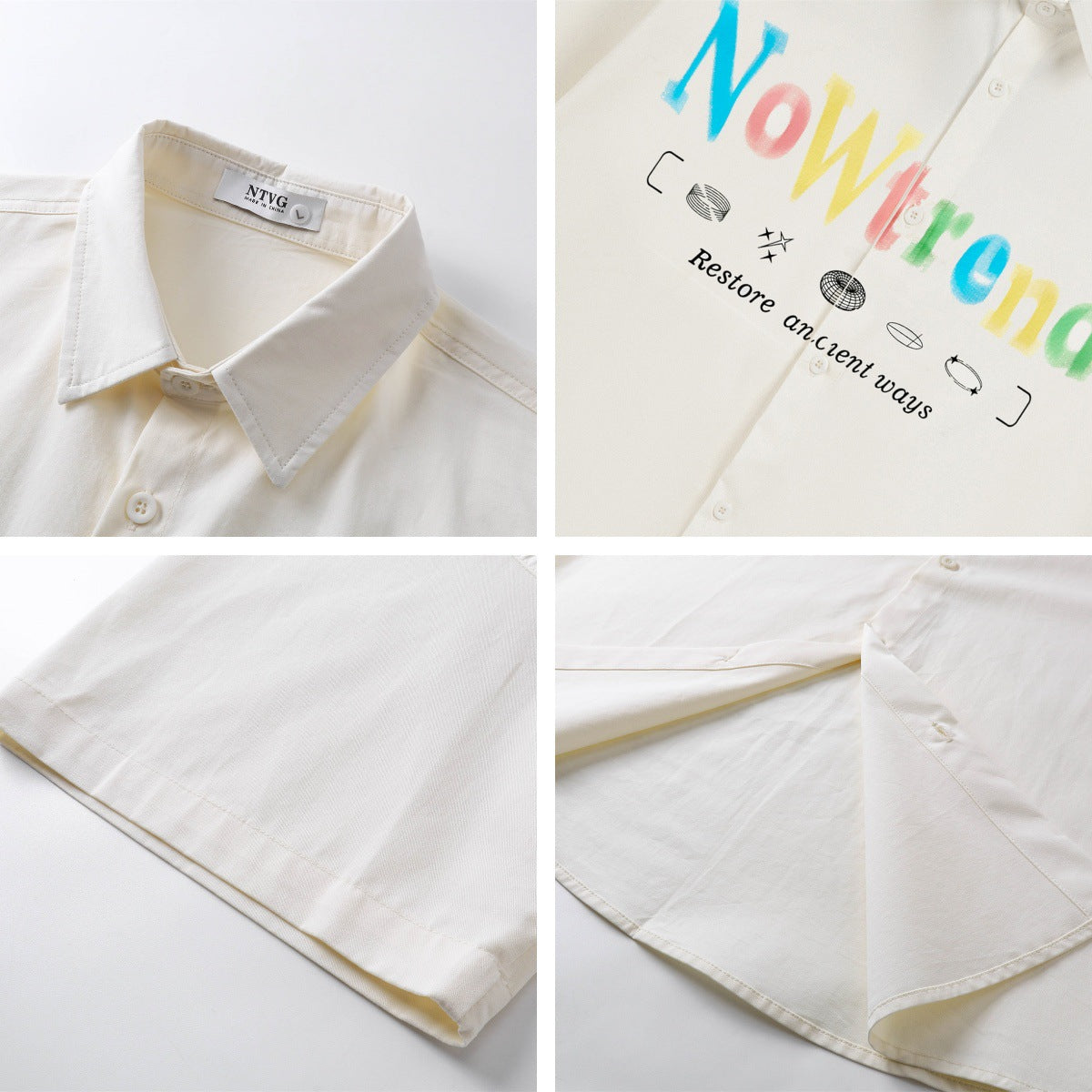 𝕃oose 𝔽it ☞𝟤𝟢𝟤𝟧 ☜美式復古彩色字母印花百搭寬鬆襯衫 ɴᴛ𝟤𝟦 (杏色)