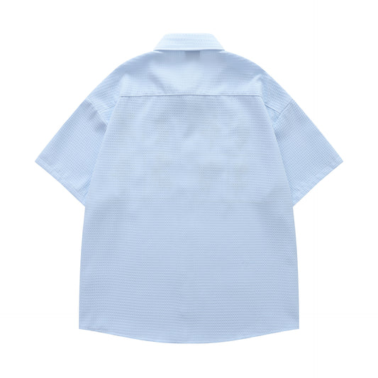 𝔼mbro 𝕊hirt𒉽日式復古花卉刺繡華夫格百搭寬鬆襯衫 Y30