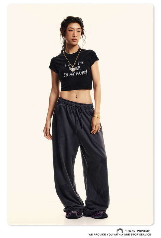 Fierce & Fitted 美式夏季修身字母印花辣妹短版上衣17 復古黑