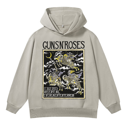 ♛𝔽𝕦𝕤𝕚𝕠𝕟 𝔽𝕠𝕔𝕦𝕤 ♛410G重磅水洗GunsnRoses連帽大學T FZ-03