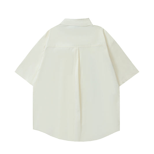 𝔼mbro 𝕊hirt𒉽美式復古字母毛巾繡設計感短袖休閒襯衫 C-243