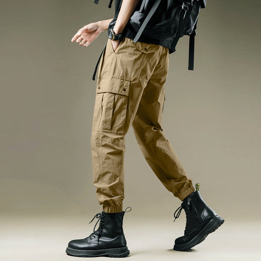 𖥟 𝔽𝕦𝕤𝕚𝕠𝕟 𝔽𝕠𝕔𝕦𝕤 ▓ 𝖜𝖔𝖗𝖐 𝖈𝖑𝖔𝖙𝖍𝖊𝖘 𖢘工裝褲夏季薄款ins潮牌寬鬆冰絲束束腳時尚戶外休閑褲 D-24