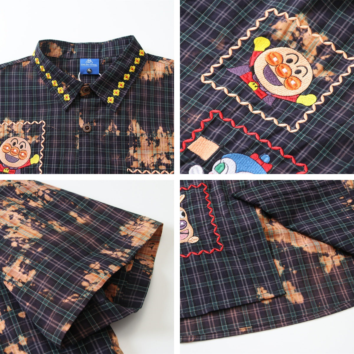 𝔼mbro 𝕊hirt𒉽美式復古趣味卡通刺繡設計感短袖襯衫 CH-763