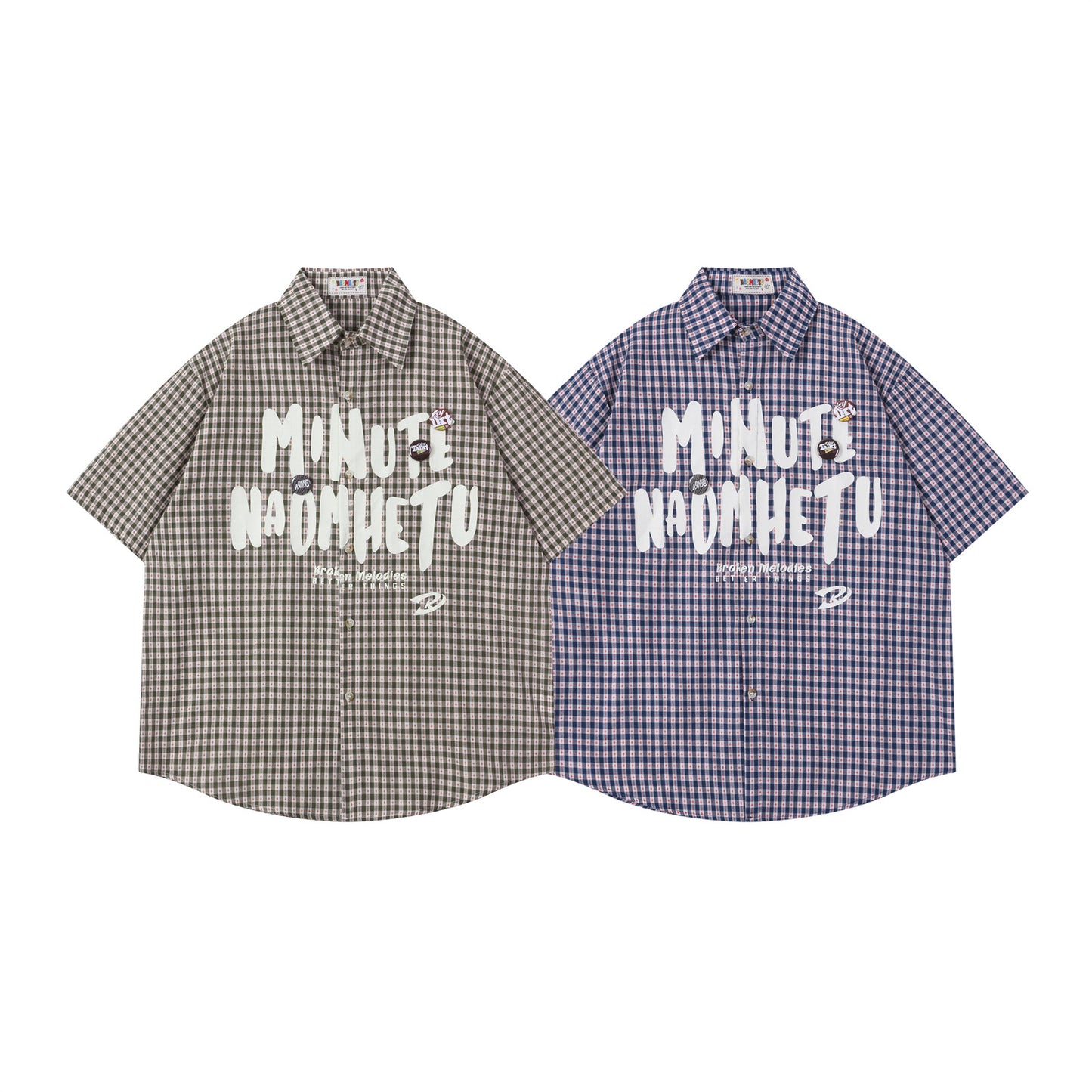 𝕃oose 𝔽it ☞𝟤𝟢𝟤𝟧 ☜美式復古字母印花短袖襯衫N-30